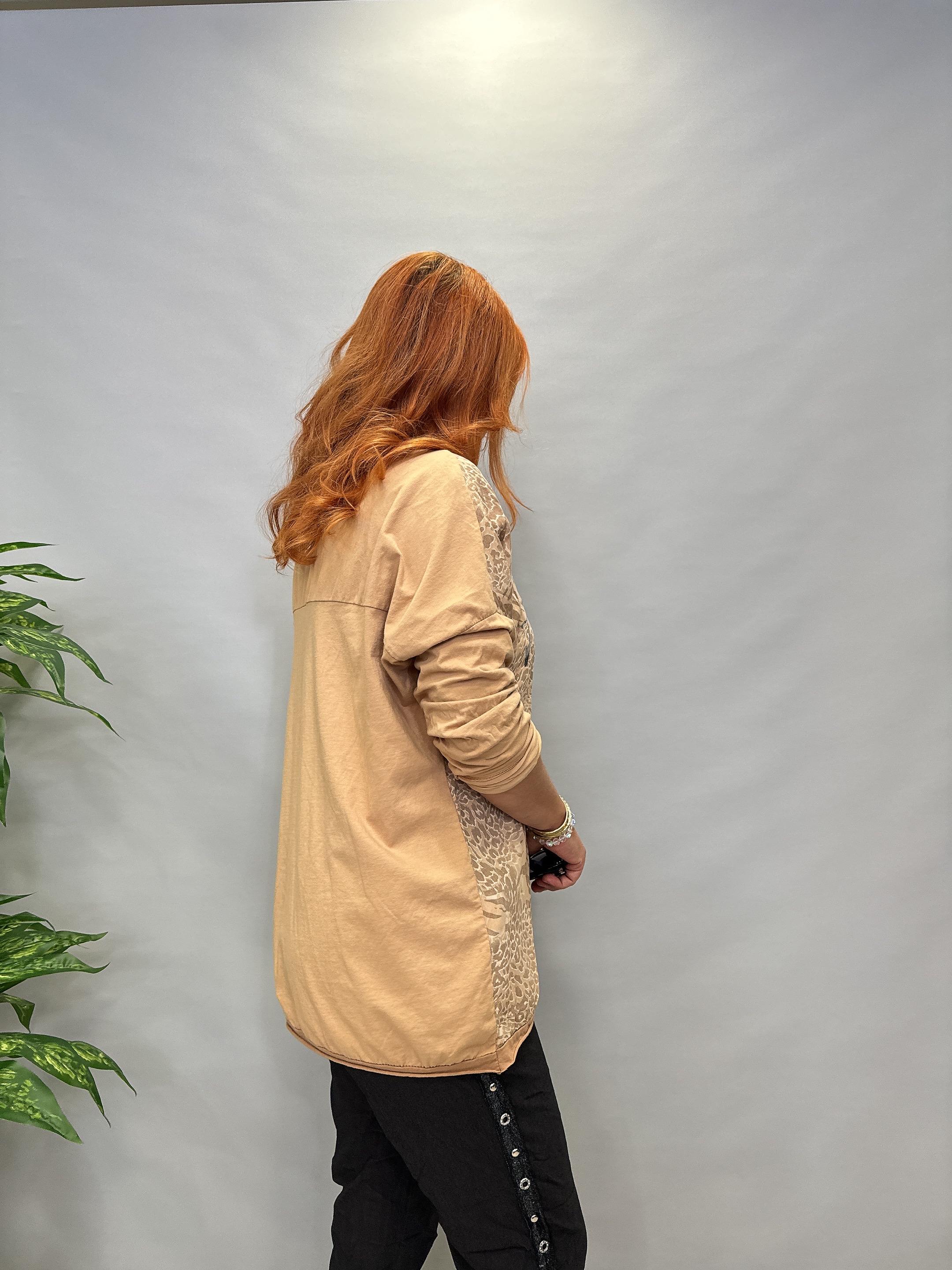 MNS 2524 İTALYAN LEOPAR DESEN BLUZ BAL KÖPÜĞÜ   38_46 BEDENE UYGUNDUR