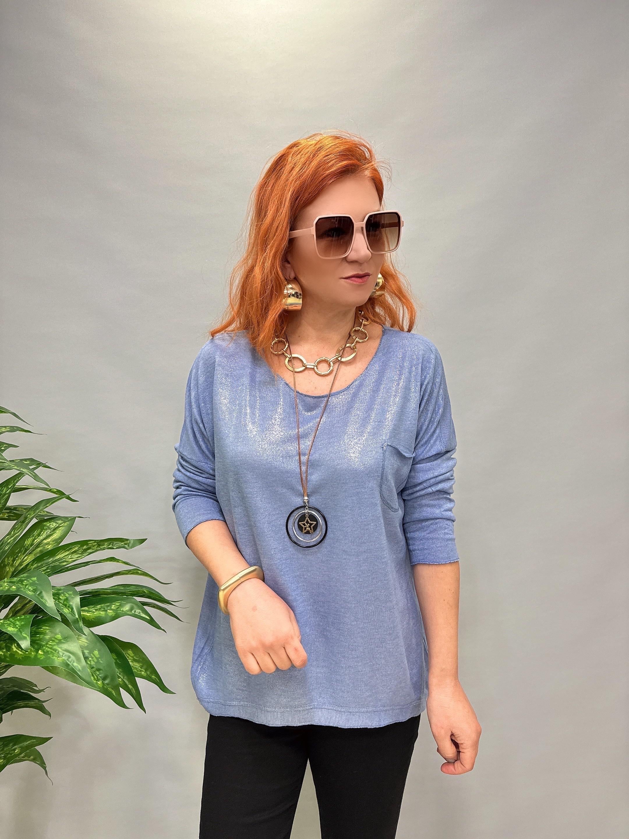 MNS 2546 (KOLYE HEDİYELİ) İTALYAN BLUZ MAVİ