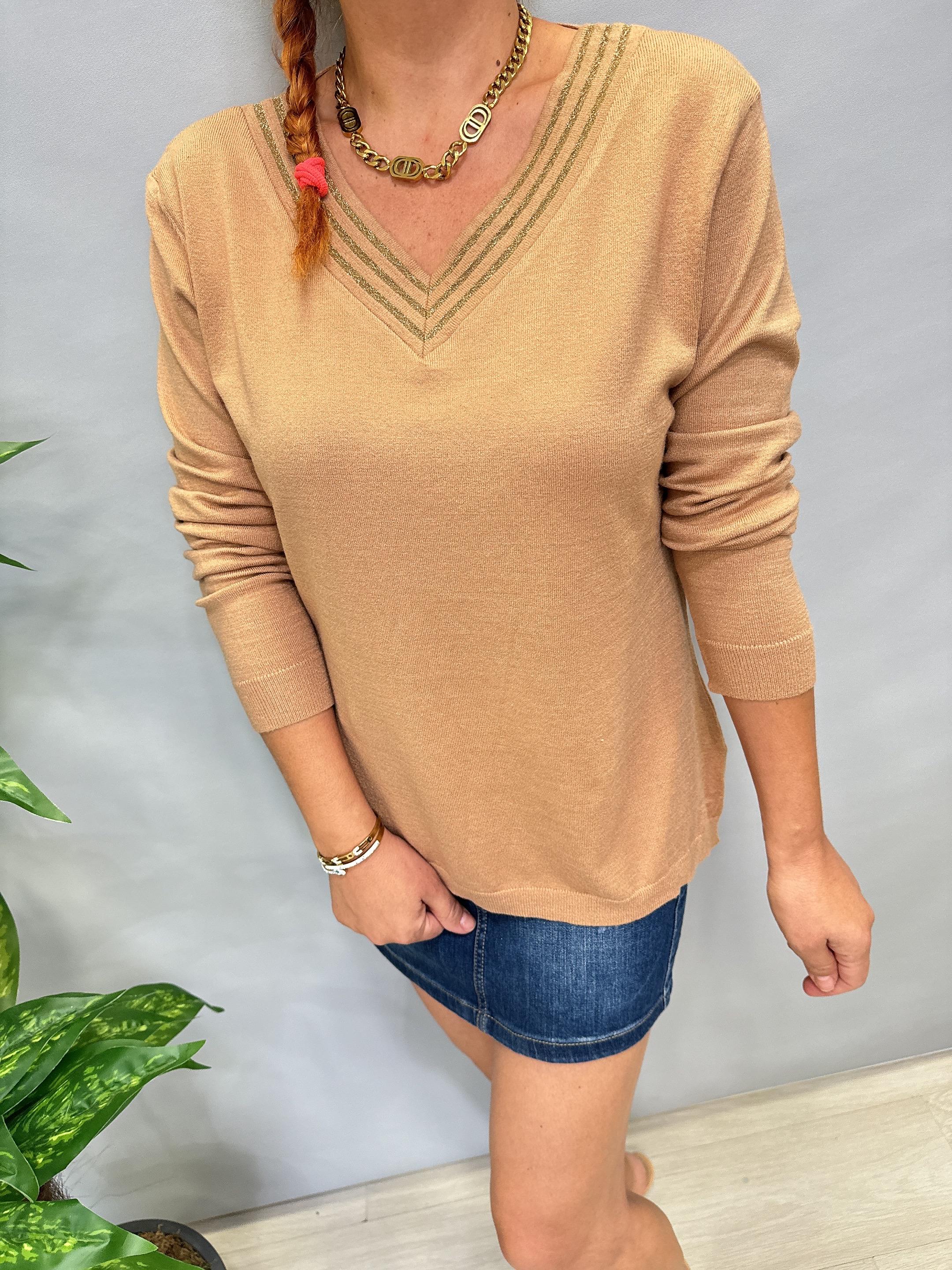 MNS 31006 YAKA DETAY SOFT TOUCH BLUZ  42 BEDENE KADAR UYUMLUDUR  VİZON