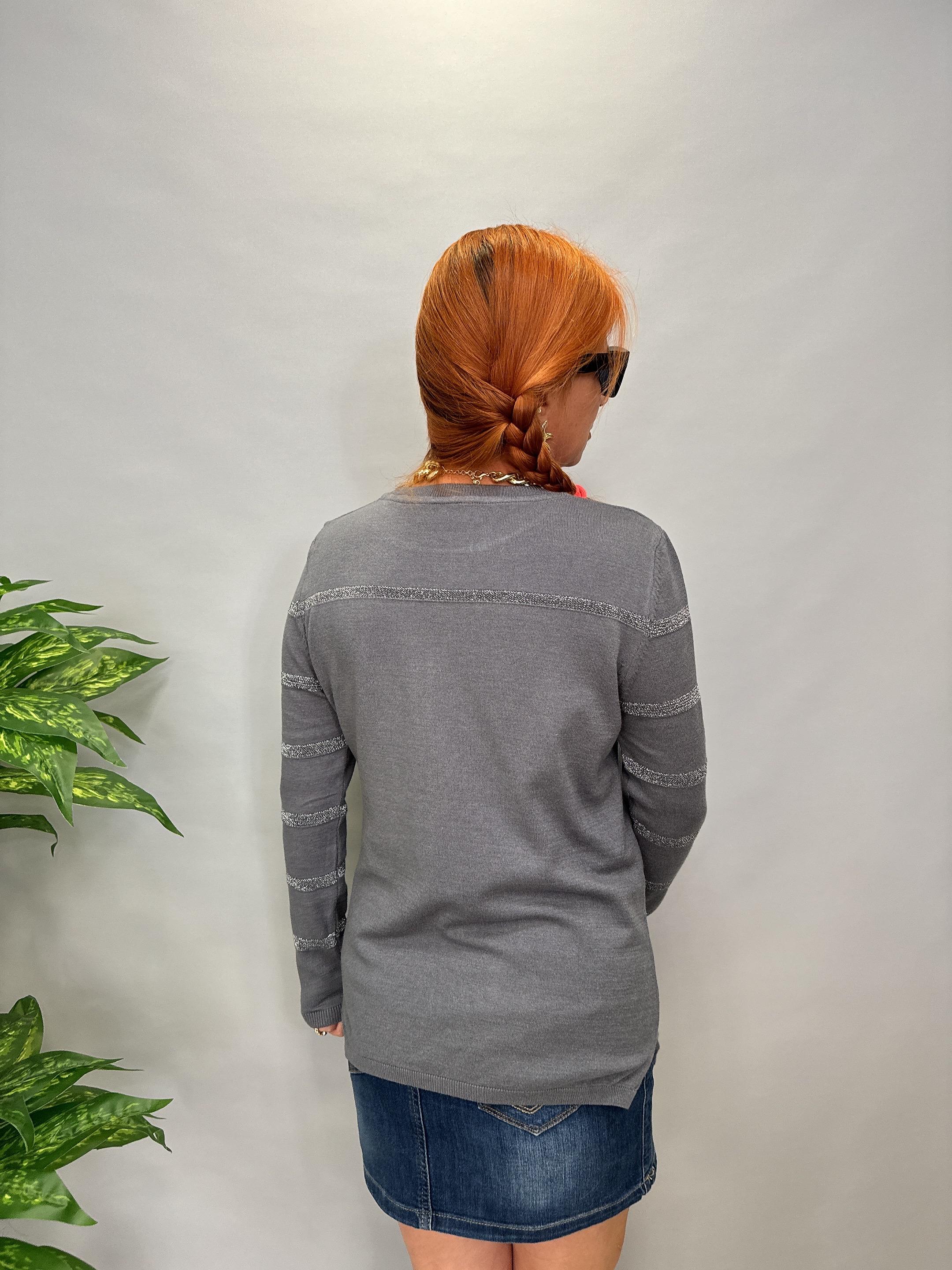 MNS 31048 ŞERİT SİM DETAY SOFT TOUCH BLUZ 42 BEDENE KADAR UYUMLUDUR GRİ