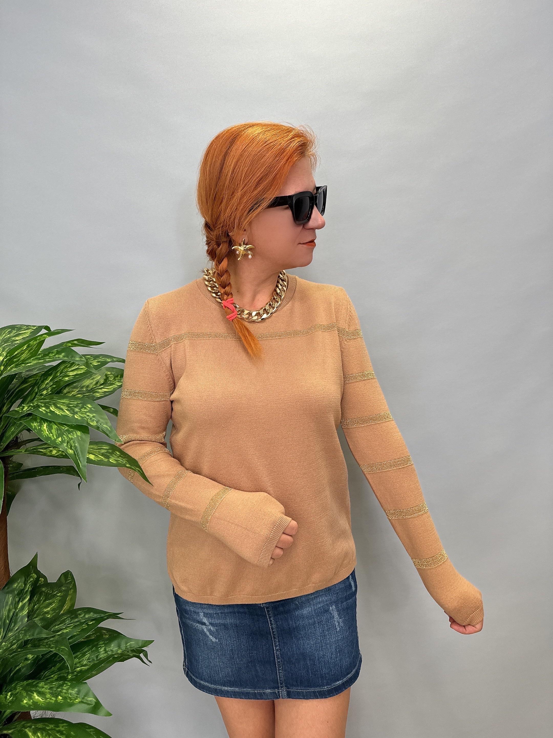 MNS 31048 ŞERİT SİM DETAY SOFT TOUCH BLUZ 42 BEDENE KADAR UYUMLUDUR VİZON