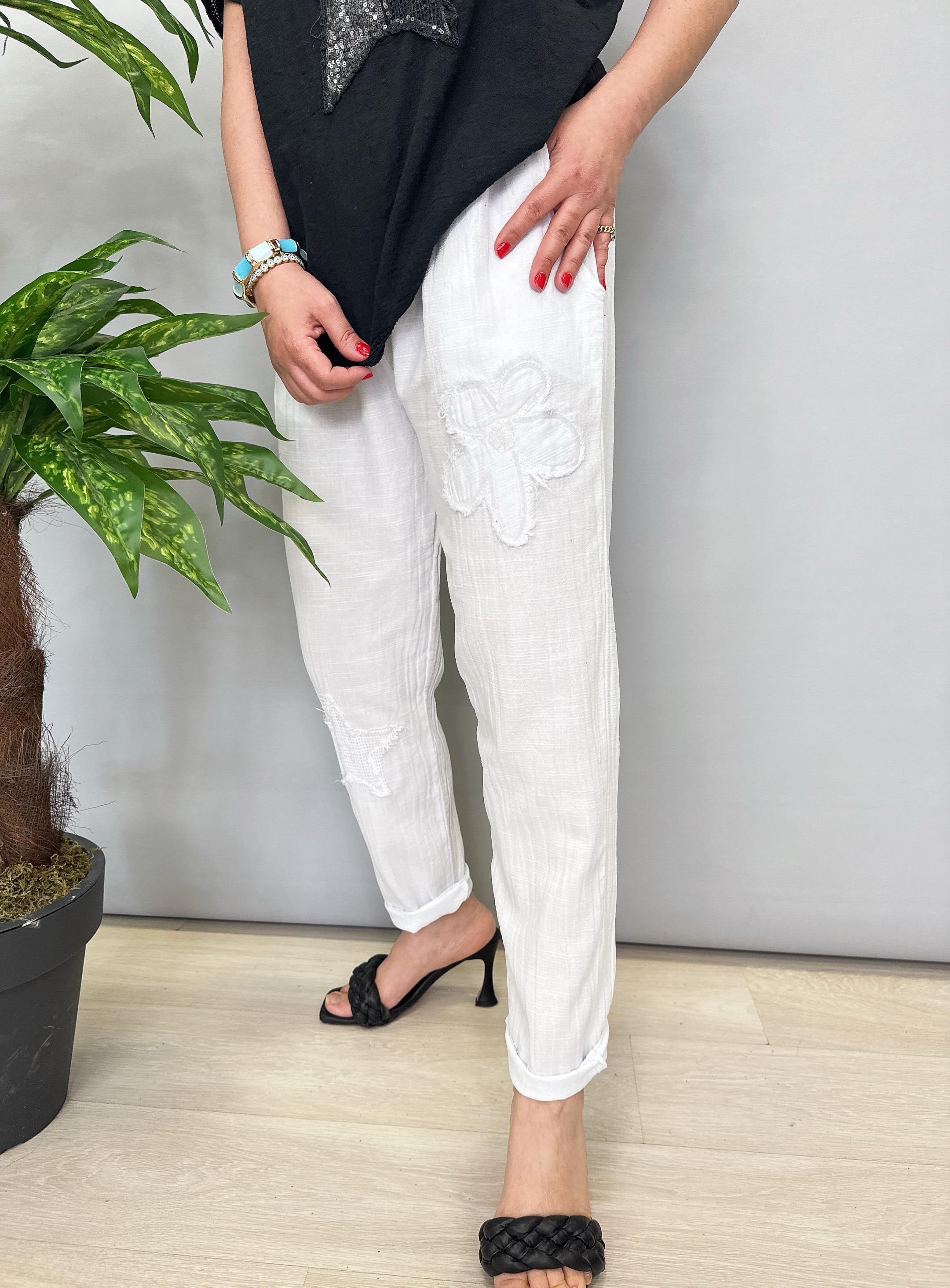 PMK MNS 4045 PAYET DETAY PAMUKLU PANTOLON 46 BEDENE KADAR UYUMLUDUR BEYAZ