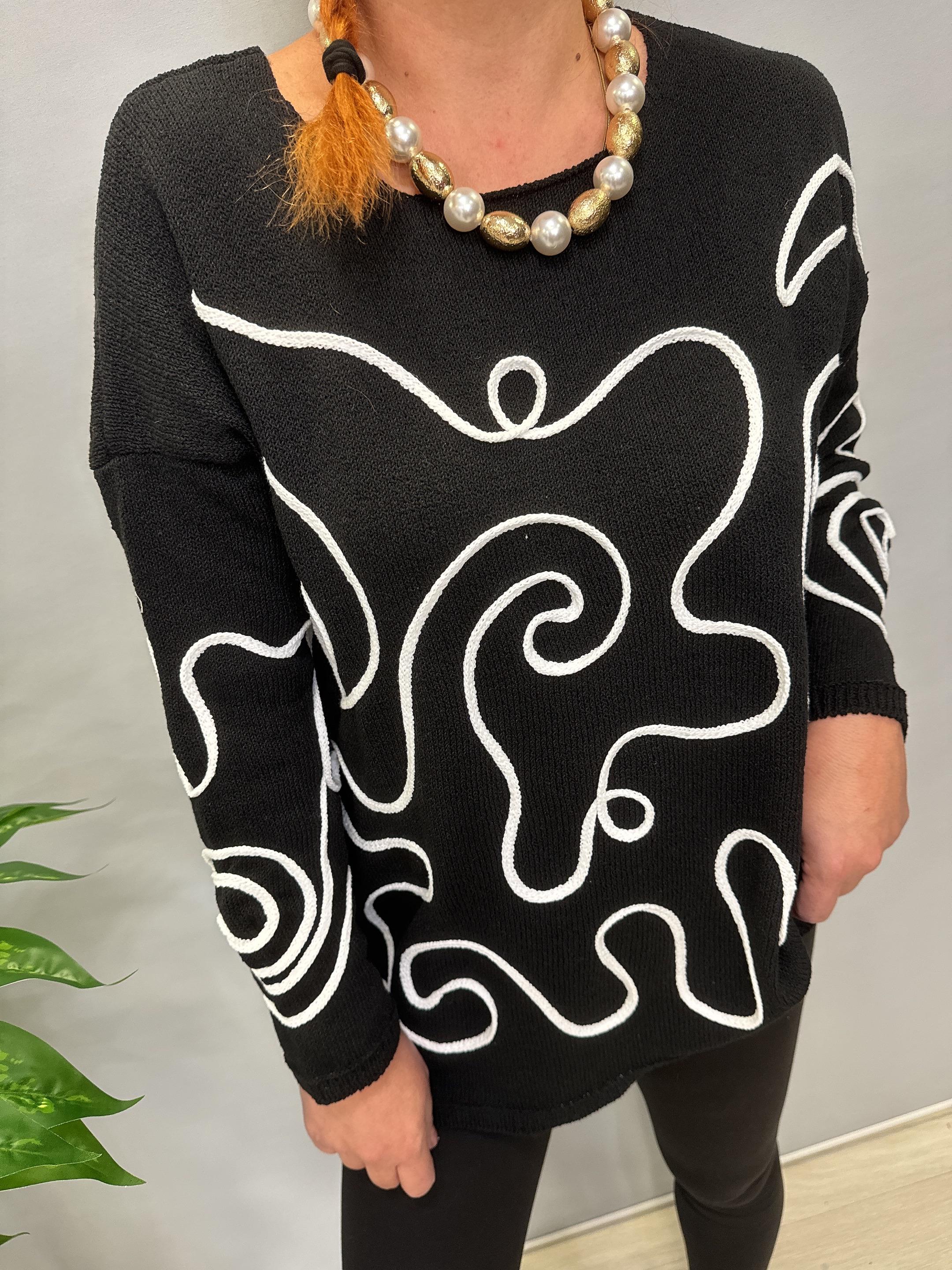 MNS 5079  KABARTMA  DETAY TRİKO BLUZ SİYAH 44 BEDENE KADAR UYUMLUDUR 