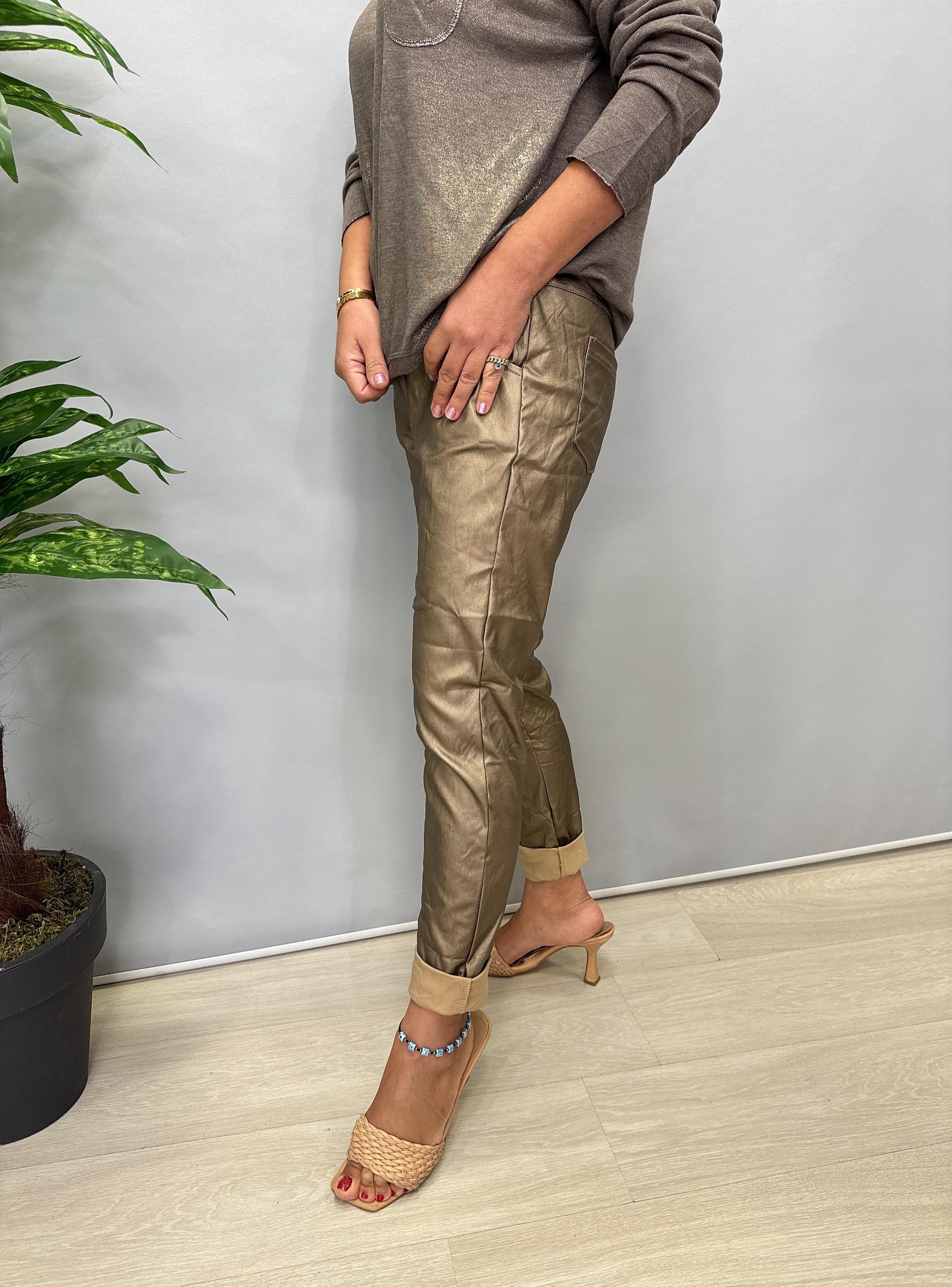 MNS 87714 İTALYAN LİKRALI DERİ PANTOLON 40/46 BEDENE KADAR UYUMLUDUR BRONZ 