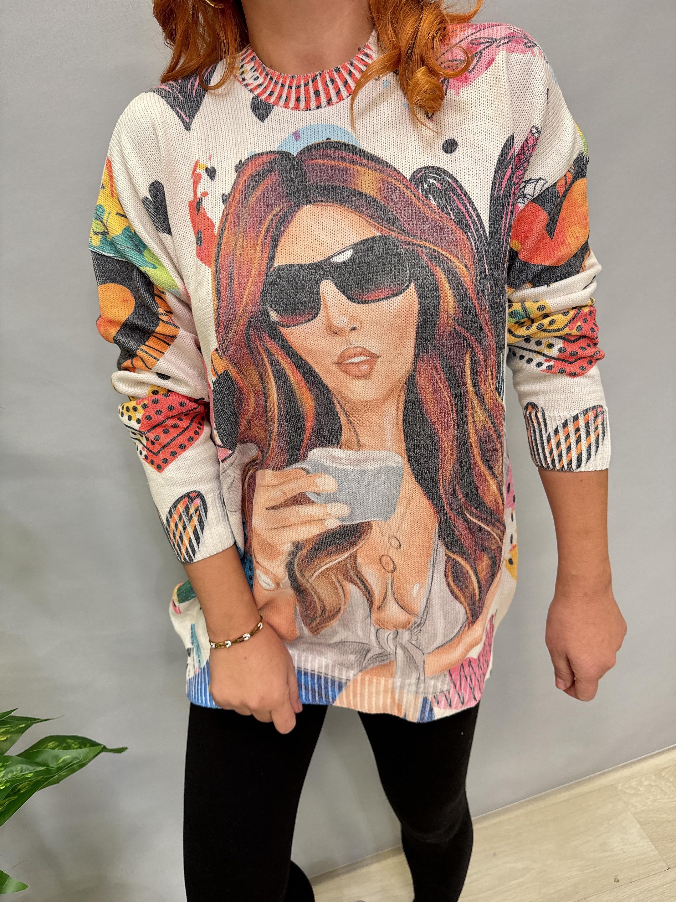 MSN 5067 DİJİTAL BASKI TRİKO BLUZ  KALP  44 BEDENE KADAR UYUMLUDUR 