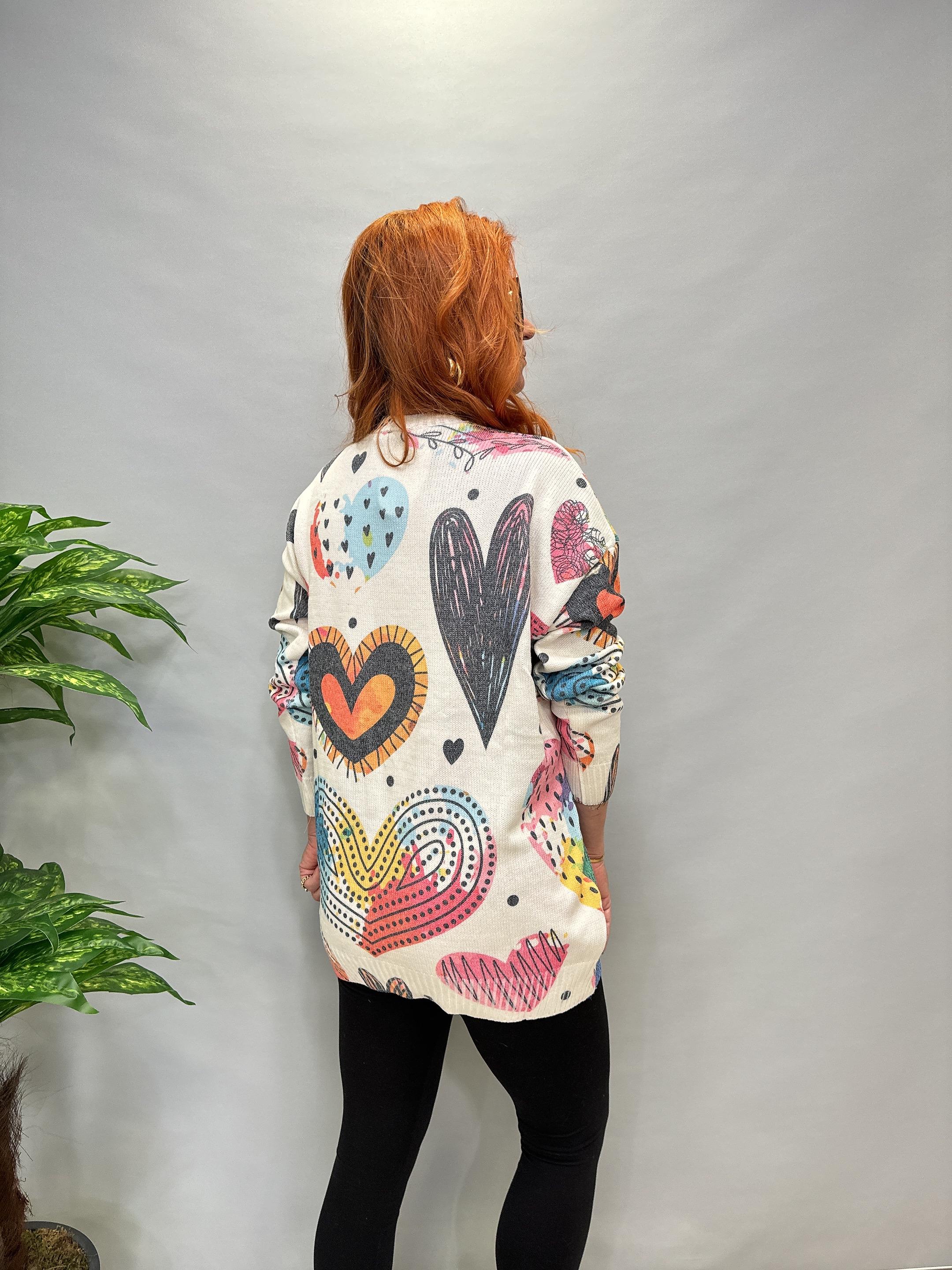 MSN 5067 DİJİTAL BASKI TRİKO BLUZ  KALP  44 BEDENE KADAR UYUMLUDUR 