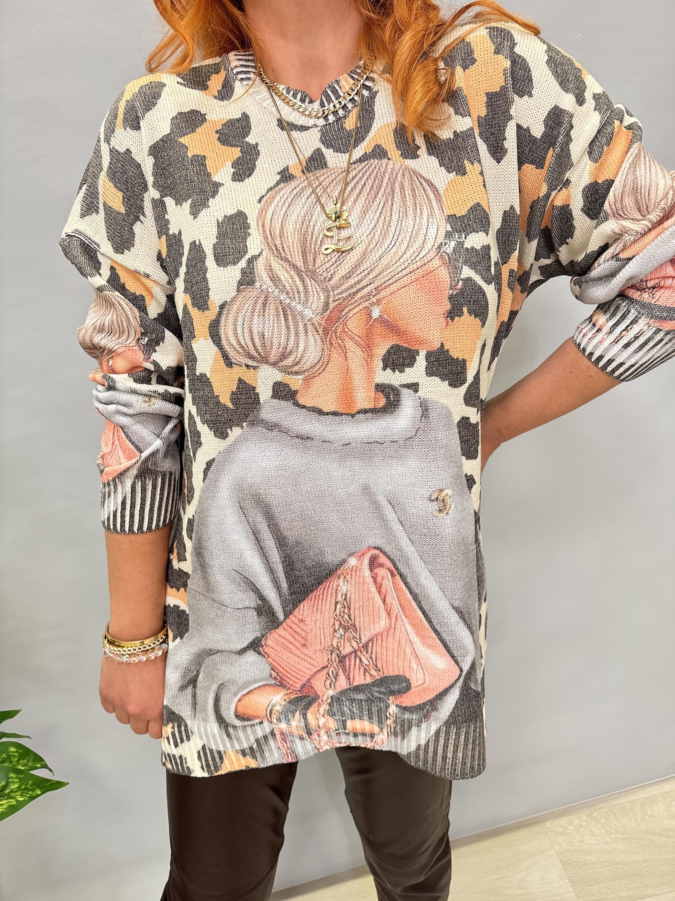 MSN 5067 DİJİTAL BASKI TRİKO BLUZ  LEOPAR 44 BEDENE KADAR UYUMLUDUR 