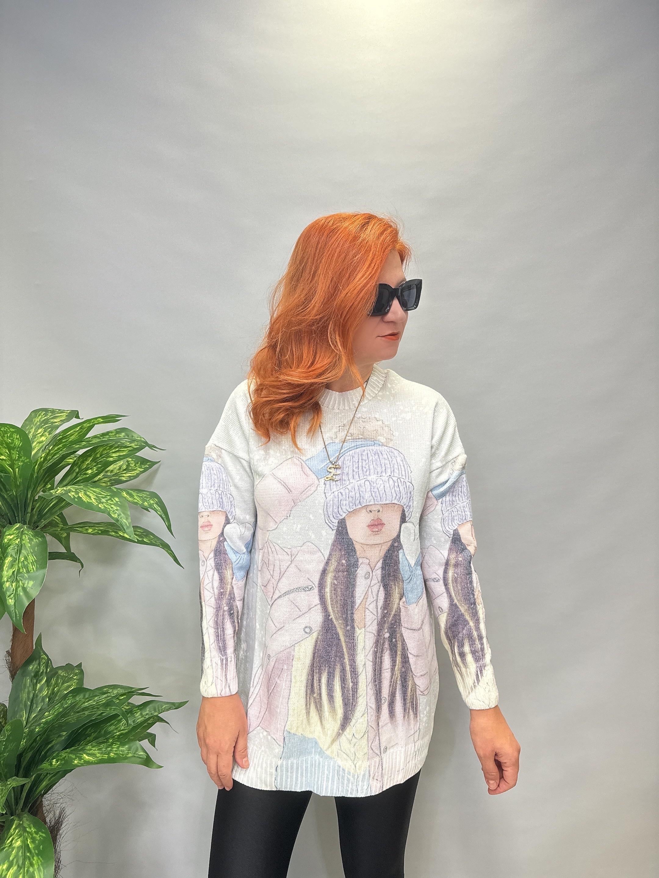 MSN 5067 DİJİTAL BASKI TRİKO BLUZ  SNOW  44 BEDENE KADAR UYUMLUDUR 