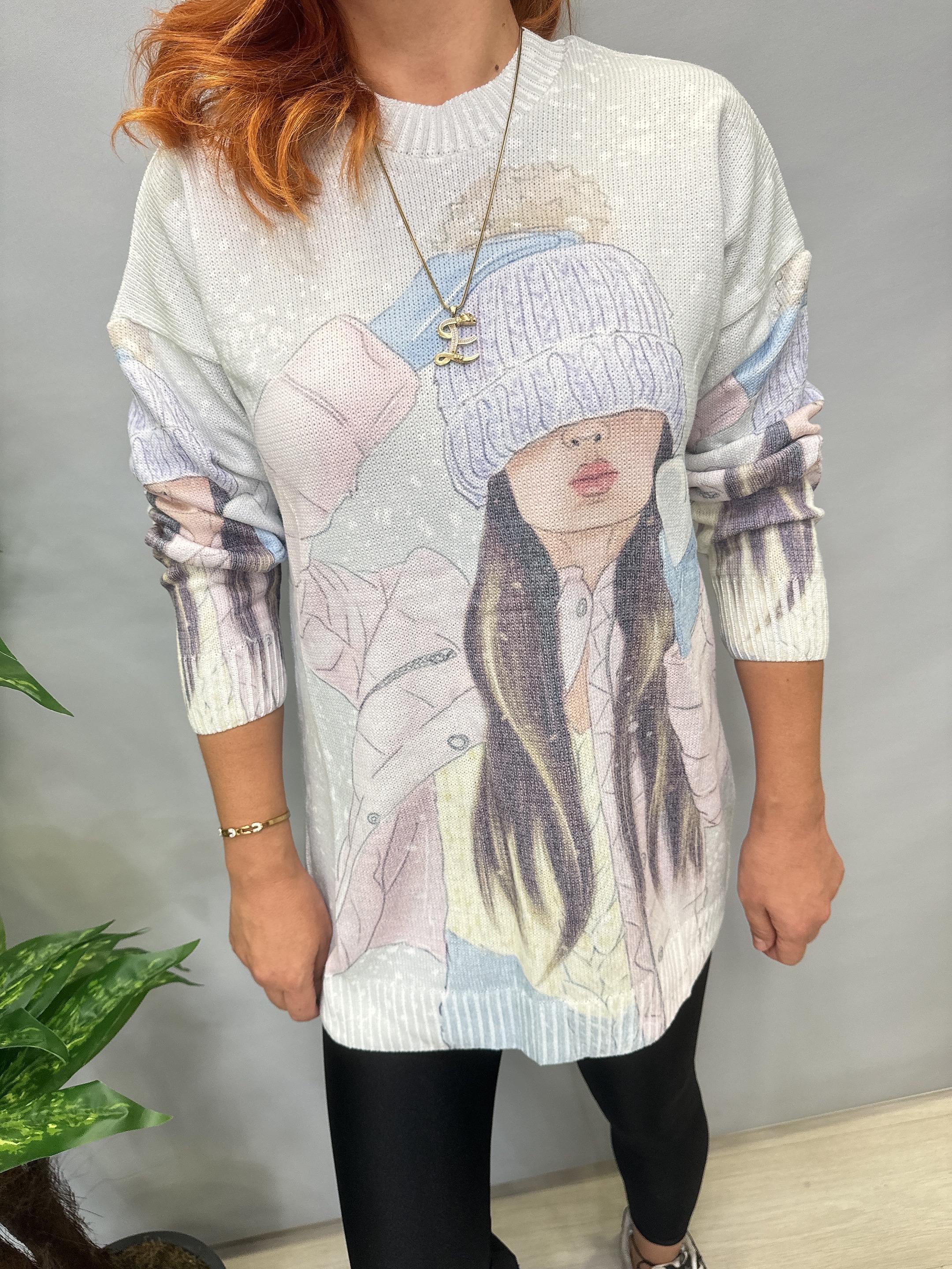 MSN 5067 DİJİTAL BASKI TRİKO BLUZ  SNOW  44 BEDENE KADAR UYUMLUDUR 