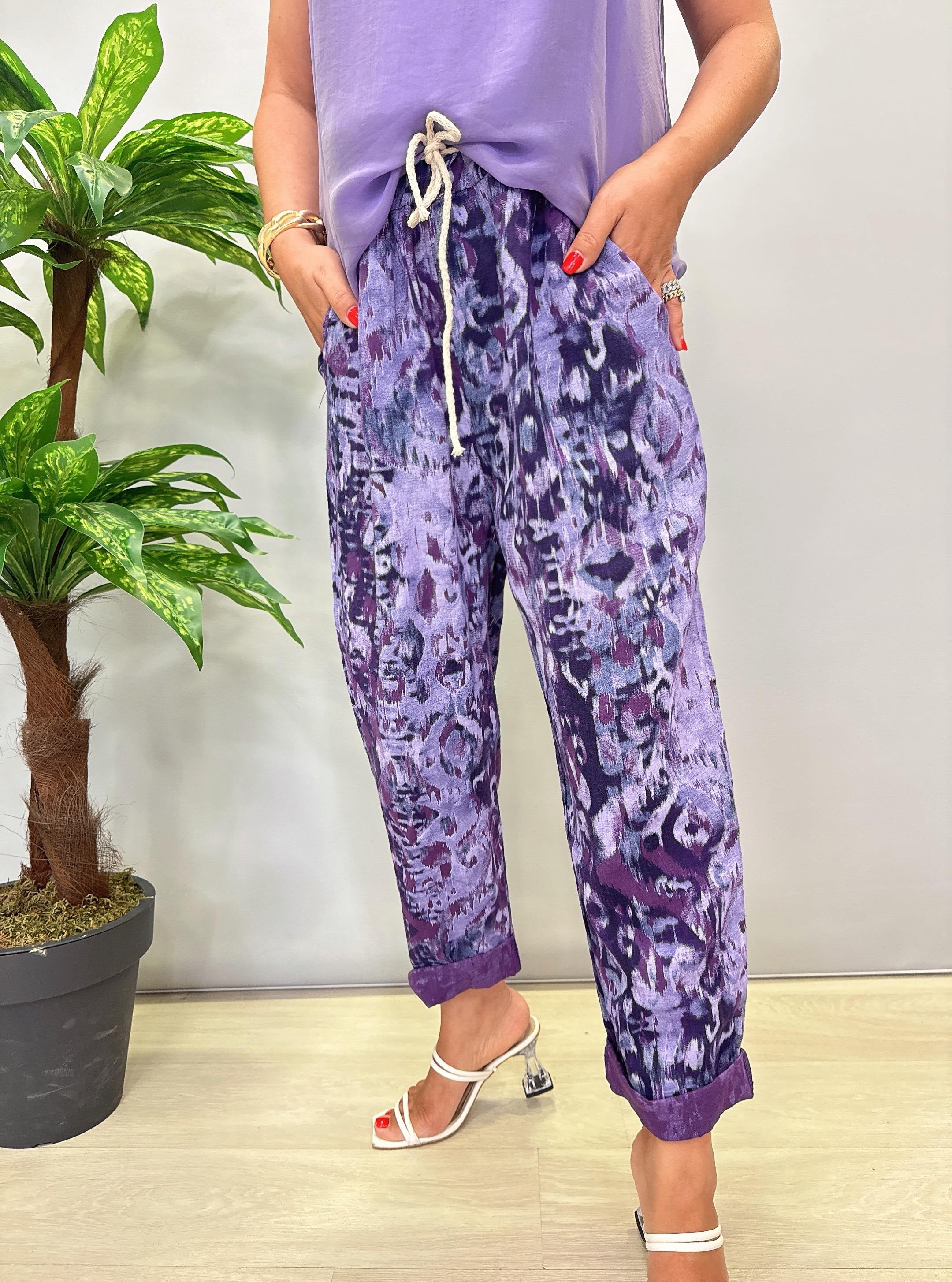 RSM 4007 Italyan Keten Pantolon Mor