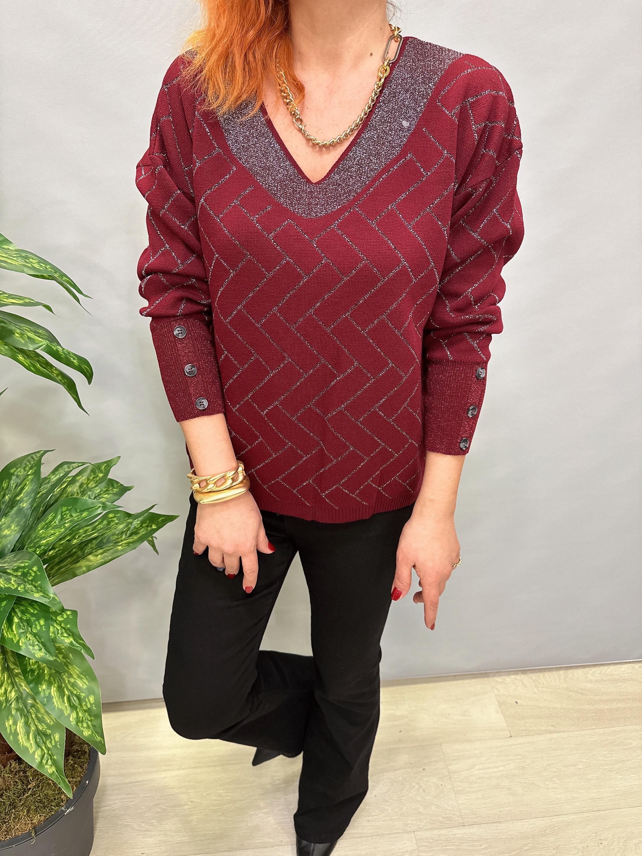 YNY MNS 21124 SİMLİ KOL DÜĞME DETAY TRİKO BORDO