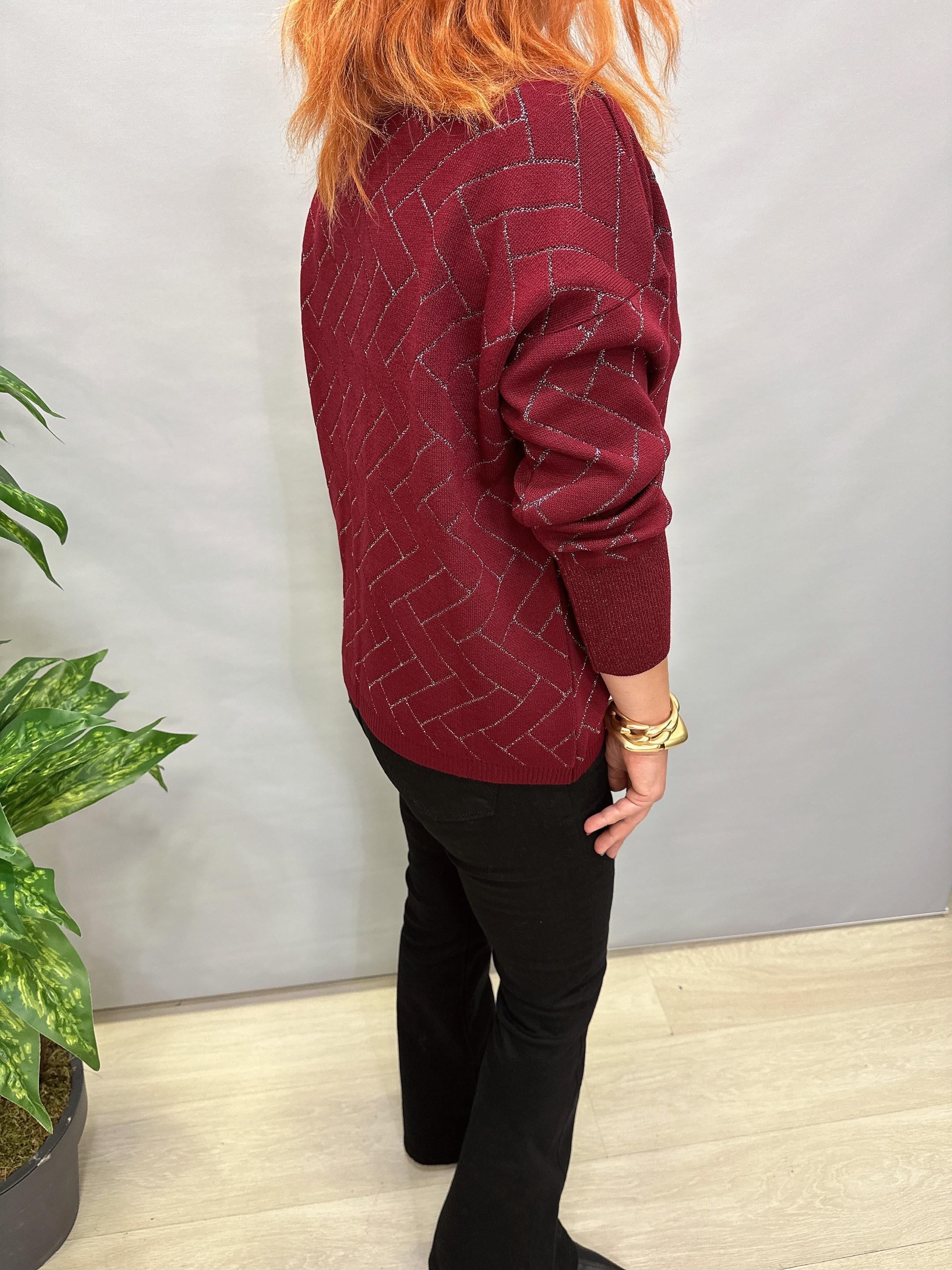 YNY MNS 21124 SİMLİ KOL DÜĞME DETAY TRİKO BORDO