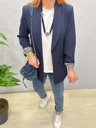  146 İÇİ LEOPAR DESENLİ BLAZER CEKET LACİVERT