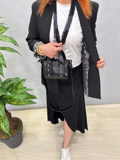  146 İÇİ LEOPAR DESENLİ BLAZER CEKET SİYAH