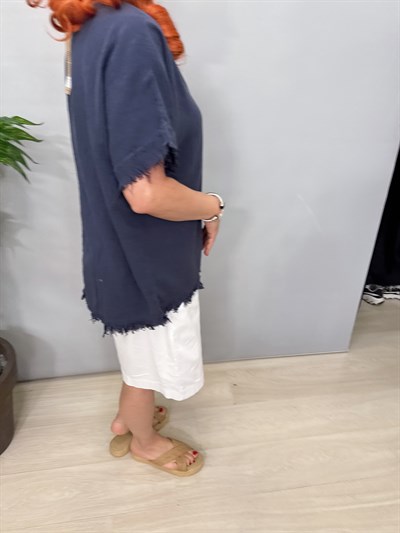  2205 LARA Pamuklu Bluz Lacivert