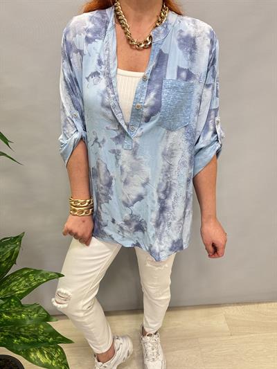  BLZ 8083 İTALYAN PAMUKLU VİSKON BLUZ BEBE MAVİ