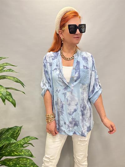  BLZ 8083 İTALYAN PAMUKLU VİSKON BLUZ BEBE MAVİ