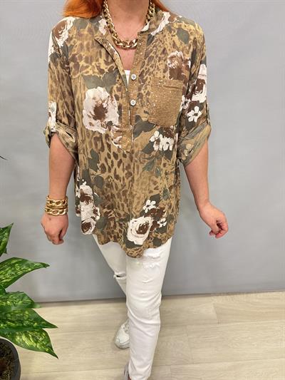  BLZ 8083 İTALYAN PAMUKLU VİSKON BLUZ KAHVE