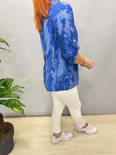 BLZ 8083 İTALYAN PAMUKLU VİSKON BLUZ SAKS MAVİ