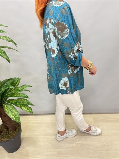  BLZ 8083 İTALYAN PAMUKLU VİSKON BLUZ TURKUAZ