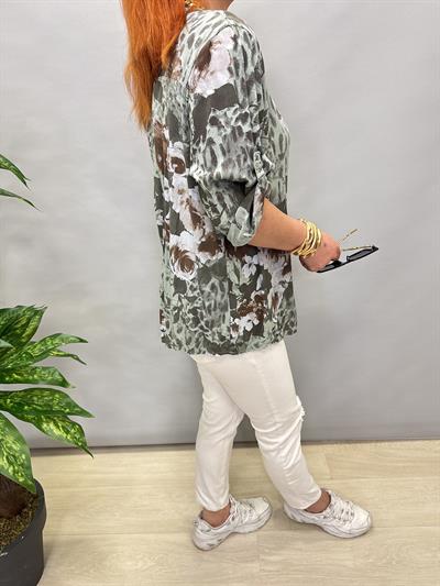  BLZ 8083 İTALYAN PAMUKLU VİSKON BLUZ HAKİ YEŞİL