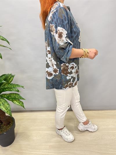  BLZ 8083 İTALYAN PAMUKLU VİSKON BLUZ MAVİ