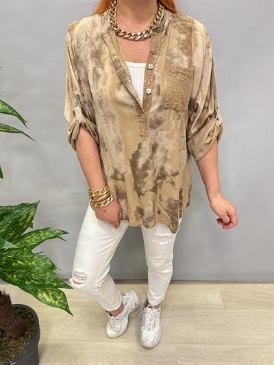  BLZ 8083 İTALYAN PAMUKLU VİSKON BLUZ VİZON