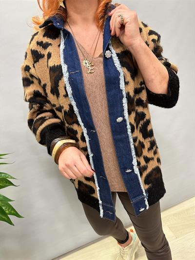 0045 LEOPAR DETAY TRİKO CEKET