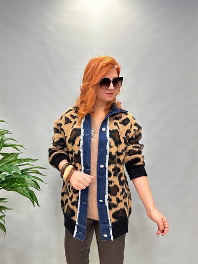 0045 LEOPAR DETAY TRİKO CEKET