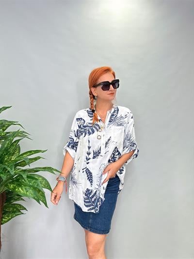 0054 PAYET DETAY BLUZ BEYAZ 46  BEDENE KADAR UYGUNDUR 