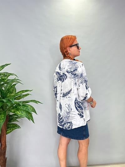 0054 PAYET DETAY BLUZ BEYAZ 46  BEDENE KADAR UYGUNDUR 