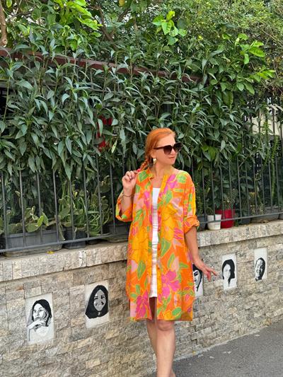 016718 PREMIUM İTHAL PAMUKLU GÖMLEK ÇİÇEK  DESEN 46 BEDENE KADAR UYUMLUDUR