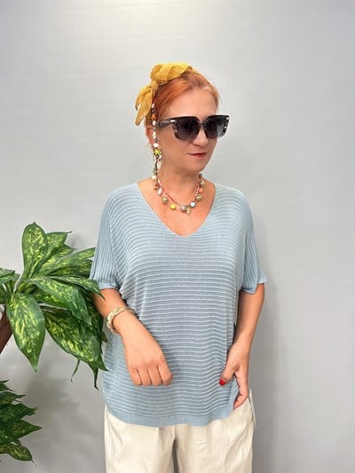 0508 Italyan Merserize Bluz Mavi Tonu