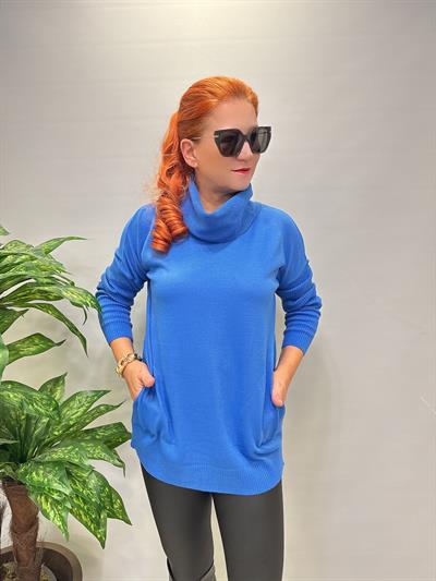 0710 Degaje Yaka Triko Mavi