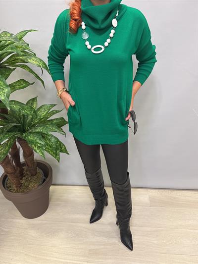 0710 Degaje Yaka Triko Yeşil