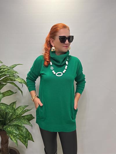 0710 Degaje Yaka Triko Yeşil