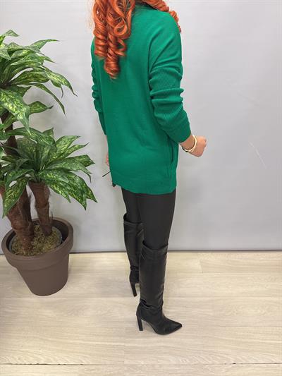 0710 Degaje Yaka Triko Yeşil