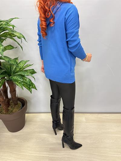 0711 Kapşonlu Triko Mavi