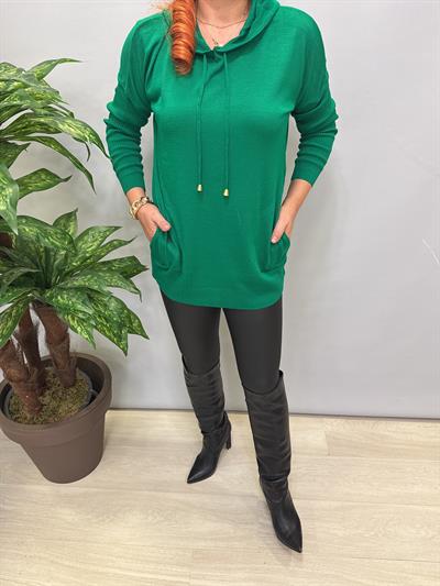 0711 Kapşonlu Triko Yeşil