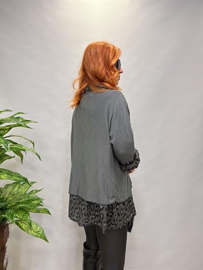 0909 İTALYAN FULAR DETAY GÖMLEKLİ TRİKO GRİ