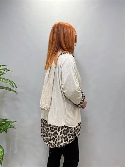 0909 İTALYAN FULAR DETAY GÖMLEKLİ TRİKO TAŞ