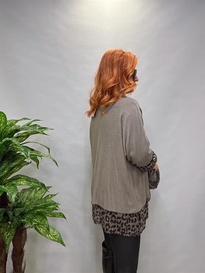 0909 İTALYAN FULAR DETAY GÖMLEKLİ TRİKO VİZON