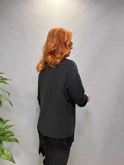 0909 İTALYAN FULAR DETAY GÖMLEKLİ TRİKO ANTRASİT