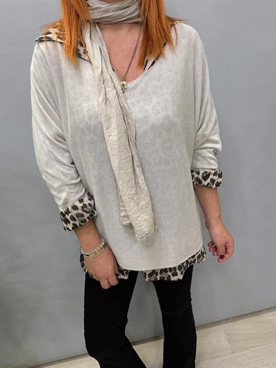 0909 İTALYAN FULAR DETAY GÖMLEKLİ TRİKO TAŞ