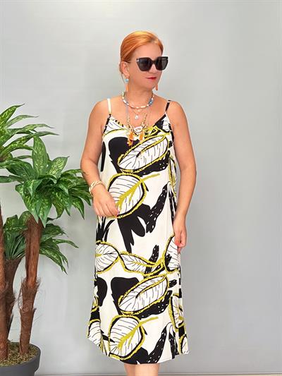  1 BEDEN BÜYÜK ALINIZ 7900 Pamuklu Viskon Elbise 