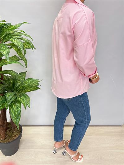 1 beden Küçük Alınız  6610 Nakış Detaylı Gömlek Pembe 