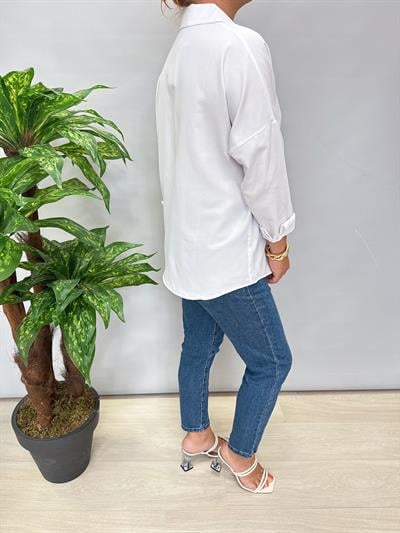 1 beden Küçük Alınız  6610 Nakış Detaylı Gömlek Beyaz