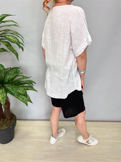 2030  Italyan Desenli Bluz Beyaz