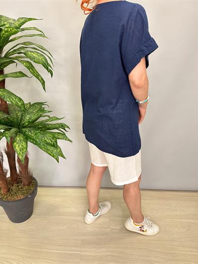 2030 Italyan Desenli Bluz Lacivert