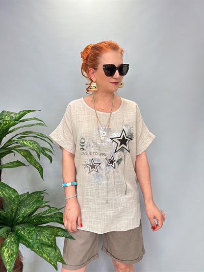 2030 Italyan Desenli Bluz Taş